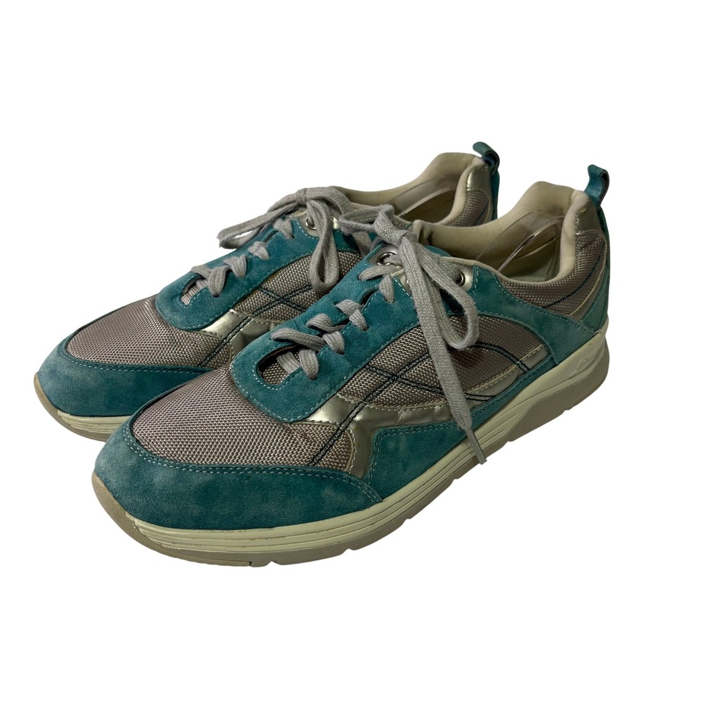 Earth Traveler Turquoise Suede Silver Mesh Walking Sneakers Womens 9.5 B FY S15